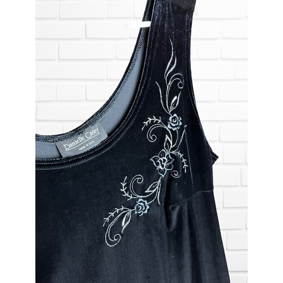 Vtg Danielle Casey Sears Women's Size 16W Dress Velour Floral USA Gothic 90s - Picture 2 of 11